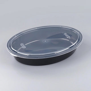 Oval PP Takeout Containers with Lids, 25 oz, Clear - 200 Sets (B750)