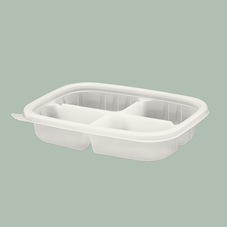 4-Compartment Microwavable Rectangular PP Container, 500/case, [Base Only]