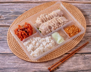 [Base Only] 5-Compartment 11"x8" Premium Bento Box, Microwavable PP, transparent, 300/case