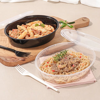 Oval PP Takeout Containers with Lids, 32 oz, Clear - 200 Sets (B1000)