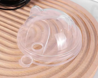 ⚡Pre-Order⚡90mm Bear Lid for Premium Boba Cups with Stopper, 1,000/case, PP, Transparent