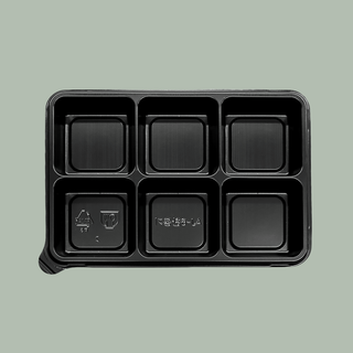 AJ Rectangular 6-Compartment PET Container